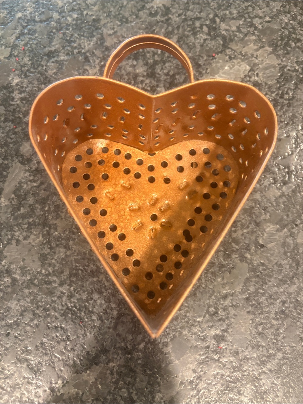 Heart-Shaped Copper-Tone Tea Strainer